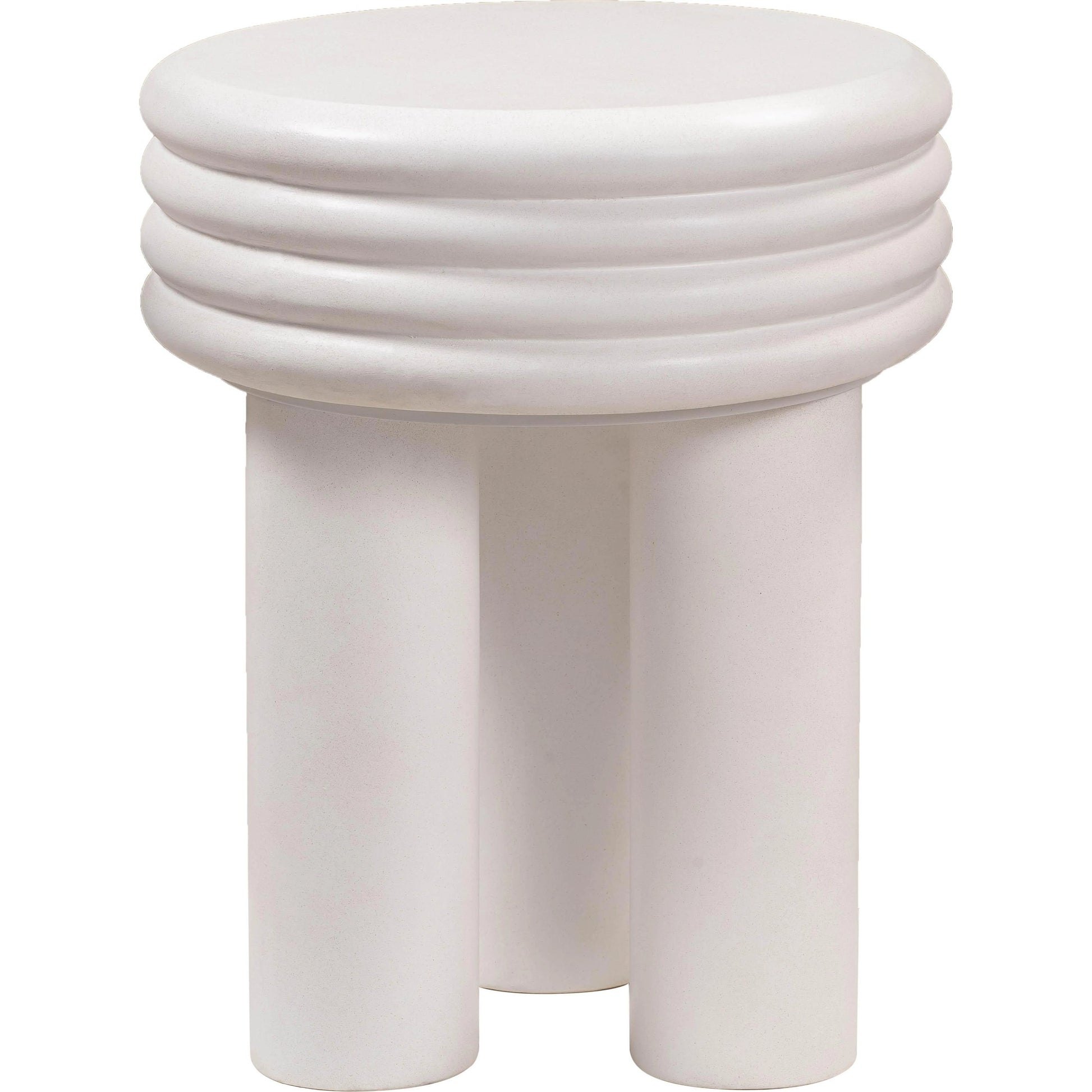 Delta Concrete Side Table by TOV Furniture in ivory. Made from concrete in a modern style.