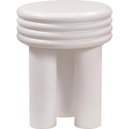 Delta Concrete Side Table by TOV Furniture in ivory. Made from concrete in a modern style.