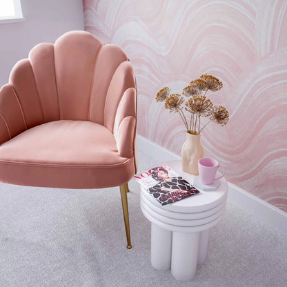 Delta Concrete Side Table by TOV Furniture in ivory. Made from concrete in a modern style.