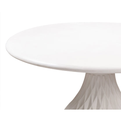 Tulum Concrete Dining Table by TOV Furniture in ivory. Made from concrete in a coastal style.