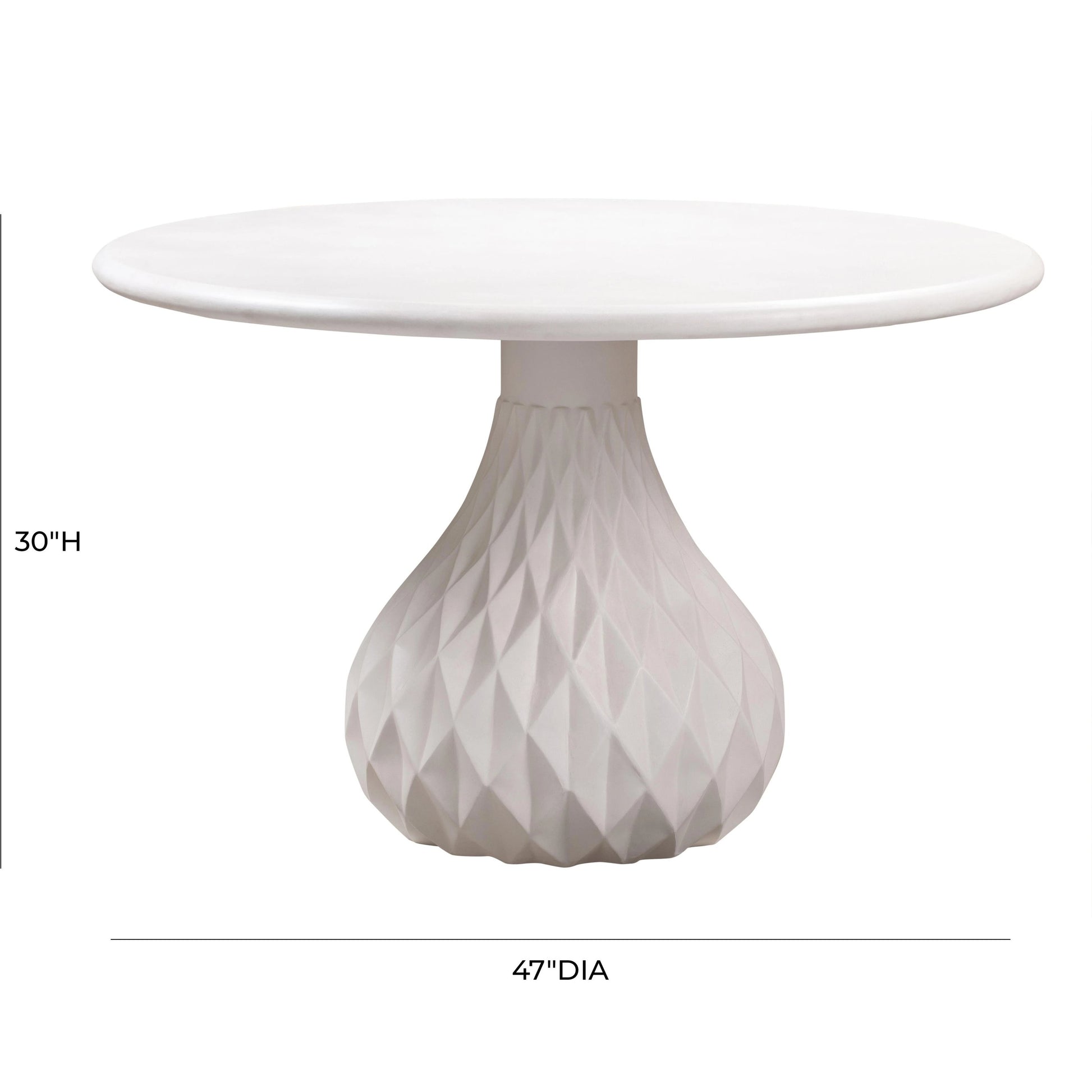 Tulum Concrete Dining Table by TOV Furniture in ivory. Made from concrete in a coastal style.