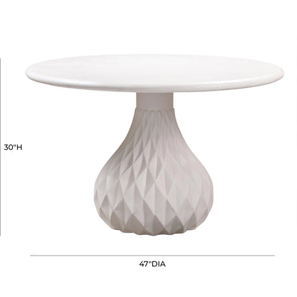 Tulum Concrete Dining Table by TOV Furniture in ivory. Made from concrete in a coastal style.