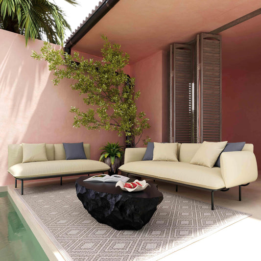 Katti Outdoor Sofa by TOV Furniture. Made from aluminum, olefin fabric, polyester in a modern style.