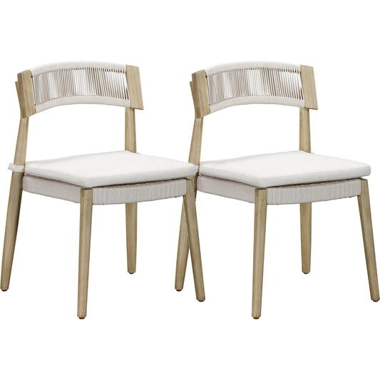 Gata Outdoor Dining Chair by TOV Furniture in cream. Made from linen, wood in a unique style.