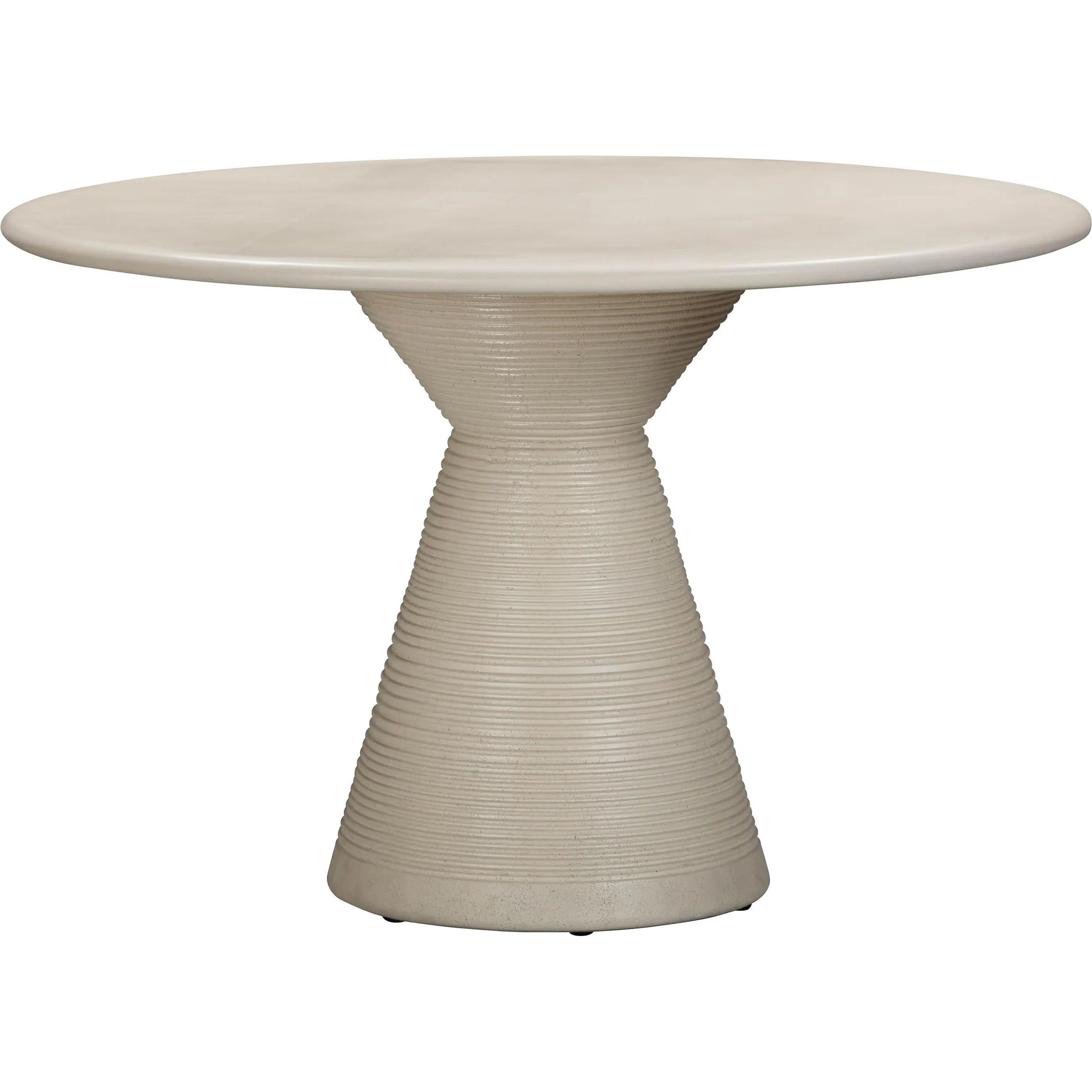 Fern Textured Faux Plaster Concrete Indoor/Outdoor Round Dining Table by TOV Furniture in beige. Made from concrete in a unique style.