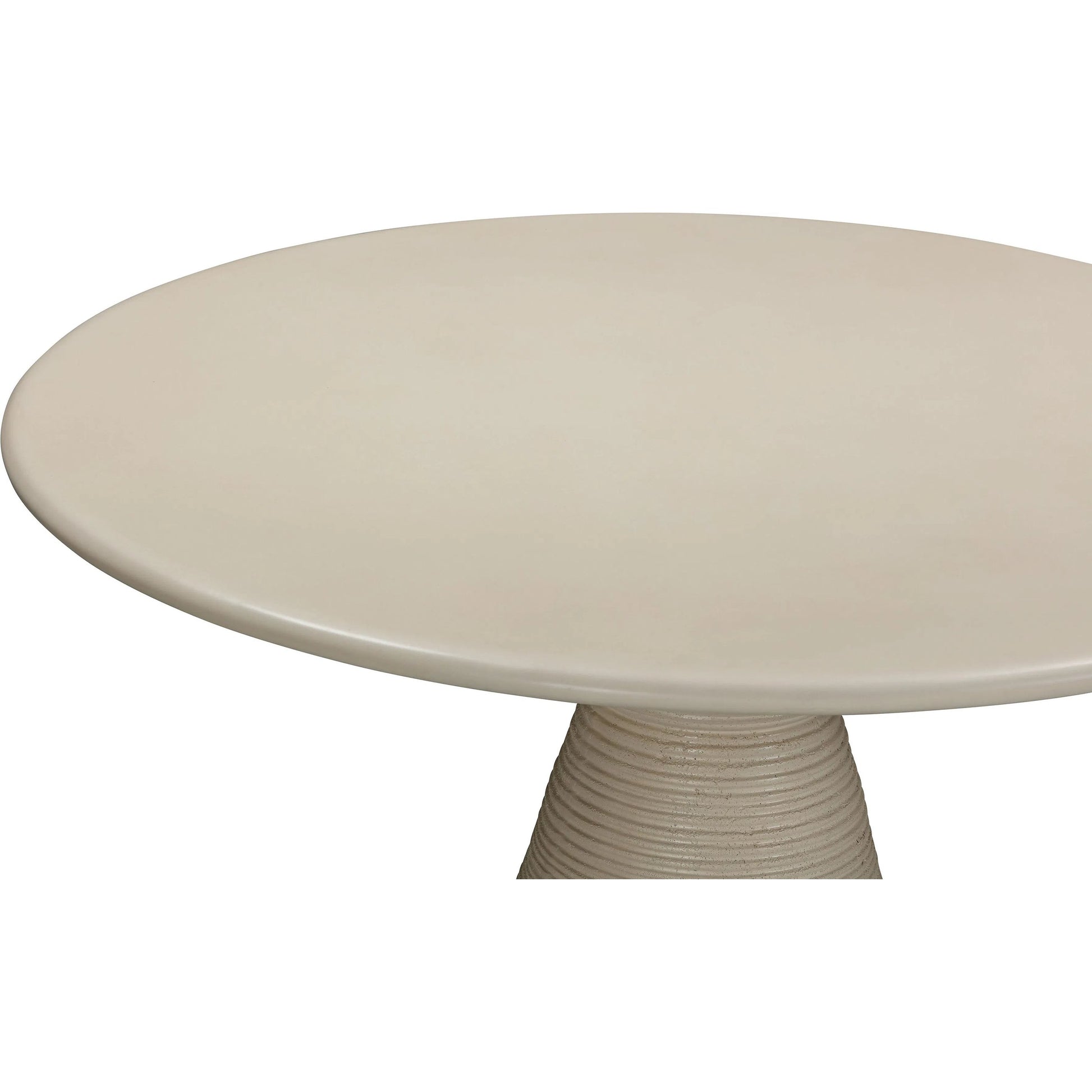 Fern Textured Faux Plaster Concrete Indoor/Outdoor Round Dining Table by TOV Furniture in beige. Made from concrete in a unique style.