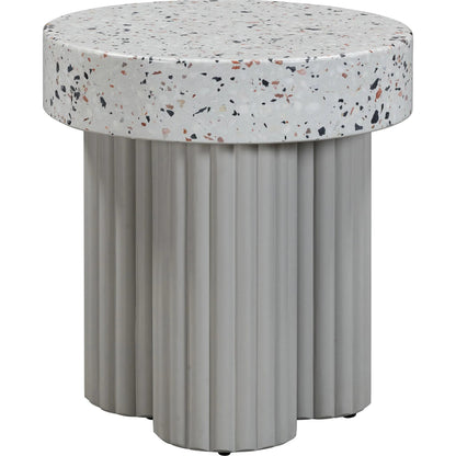 Clover Faux Terrazzo Indoor/Outdoor Round Side Table by TOV Furniture in terrazzo. Made from concrete, terrazzo in a eclectic & global style.
