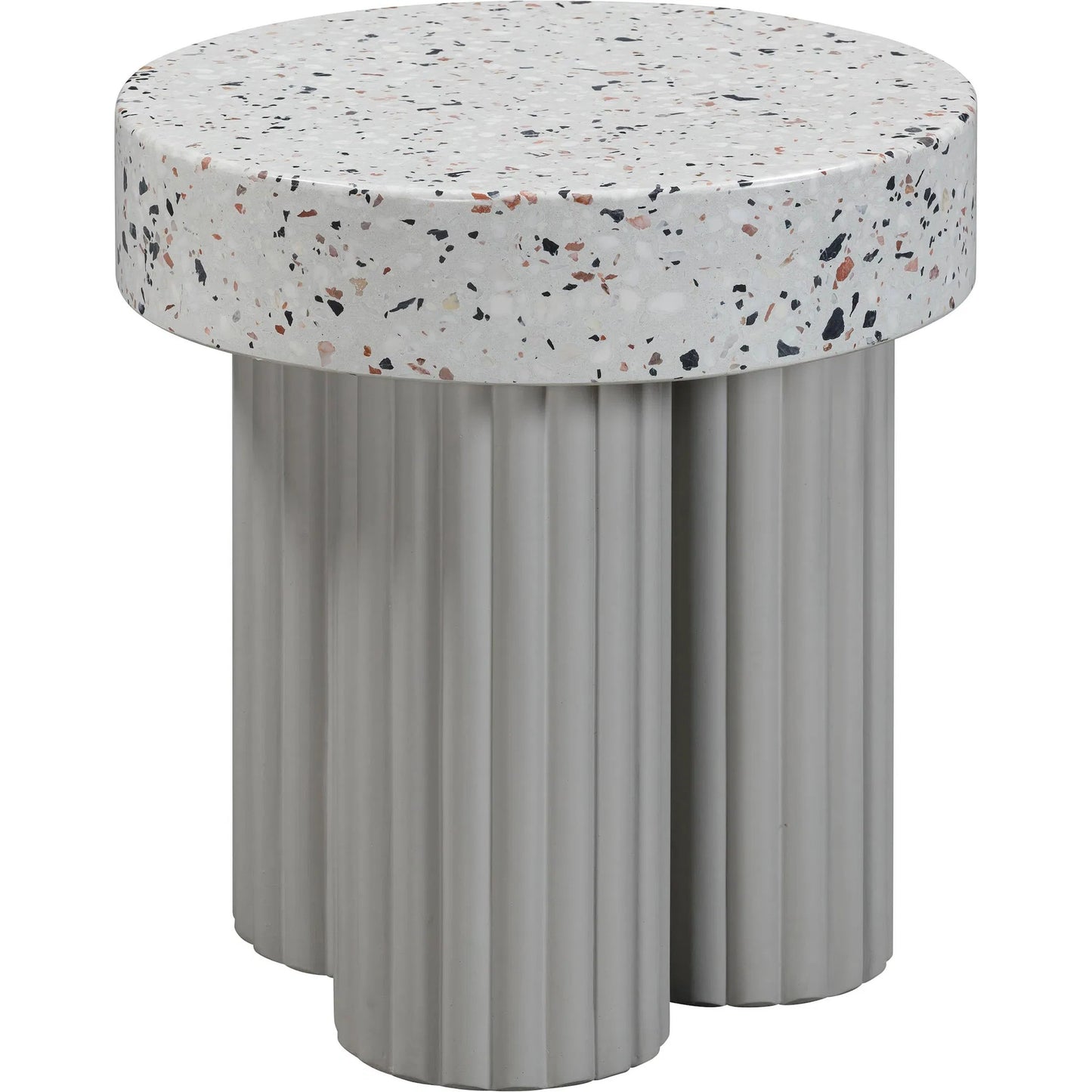 002 SI-2248200 | Additional Silo | Clover Faux Terrazzo Indoor/Outdoor Round Side Table by TOV Furniture in terrazzo. Made from concrete, terrazzo in a eclectic & global style.
