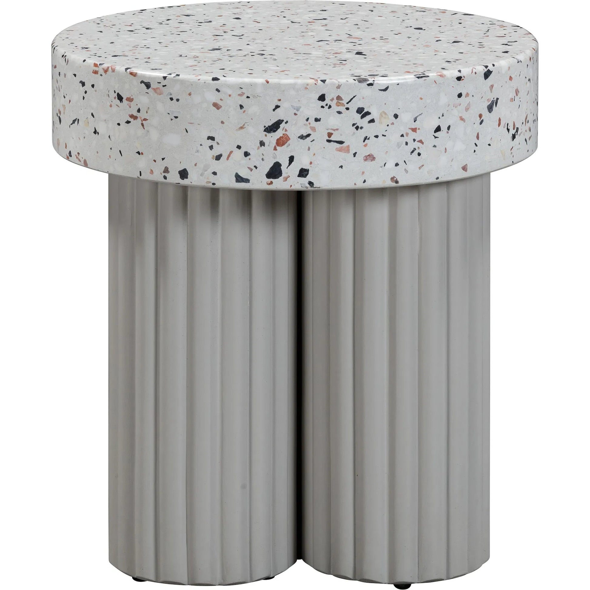 Clover Faux Terrazzo Indoor/Outdoor Round Side Table by TOV Furniture in terrazzo. Made from concrete, terrazzo in a eclectic & global style.