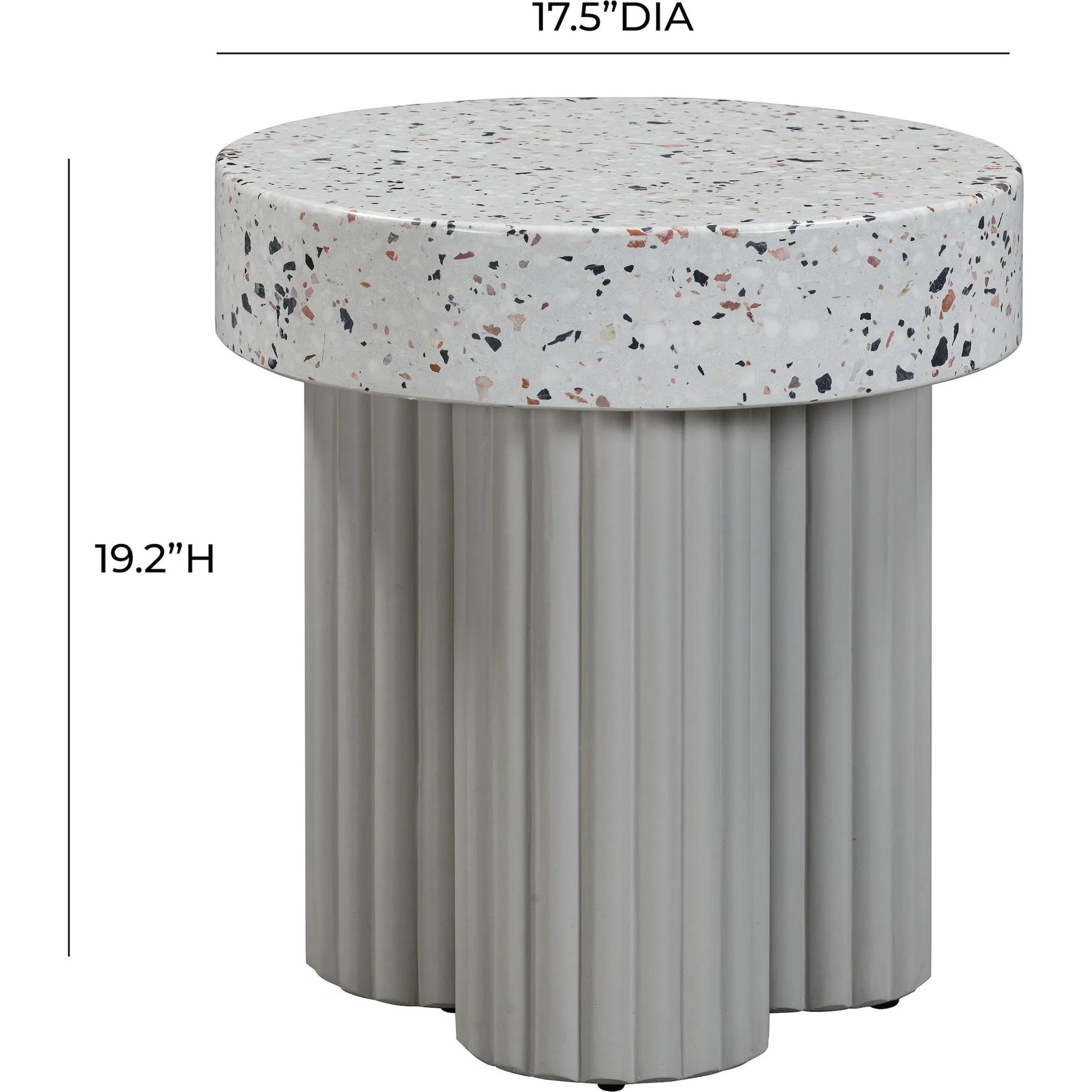Clover Faux Terrazzo Indoor/Outdoor Round Side Table by TOV Furniture in terrazzo. Made from concrete, terrazzo in a eclectic & global style.