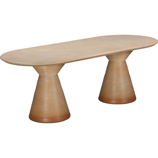 Fassa Oval Indoor/Outdoor Dining Table by TOV Furniture in terracotta. Made from concrete in a unique style.