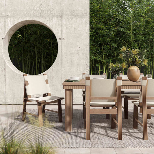 Cassie Outdoor Dining Chair (Set of 2) by TOV Furniture in cream. Made from canvas, linen, wood in a unique style.