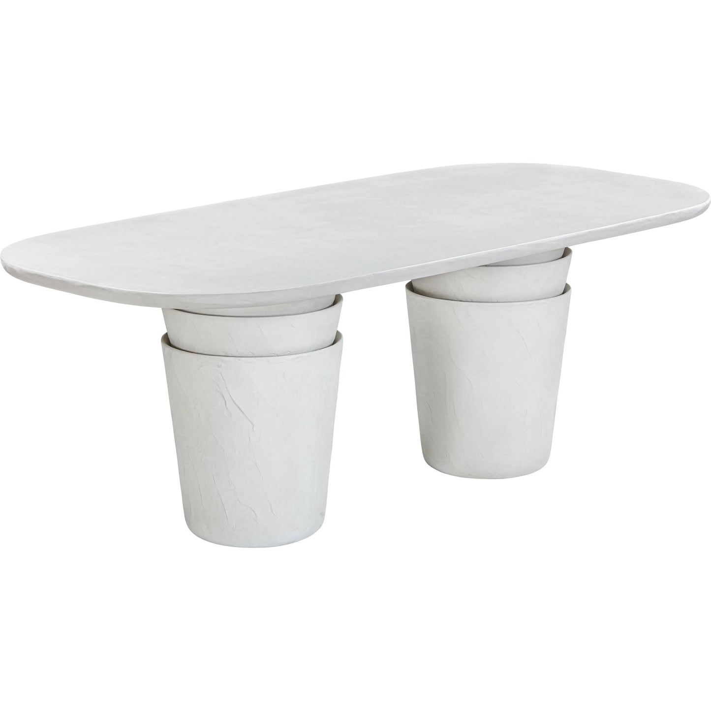 001 SI-2248353 | Primary Silo | Margot Faux Plaster Indoor / Outdoor Concrete Dining Table by TOV Furniture in light grey. Made from concrete in a modern style.