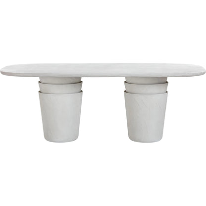 Margot Faux Plaster Indoor / Outdoor Concrete Dining Table by TOV Furniture in light grey. Made from concrete in a modern style.