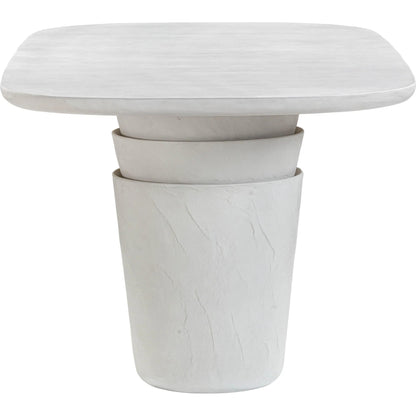 Margot Faux Plaster Indoor / Outdoor Concrete Dining Table by TOV Furniture in light grey. Made from concrete in a modern style.