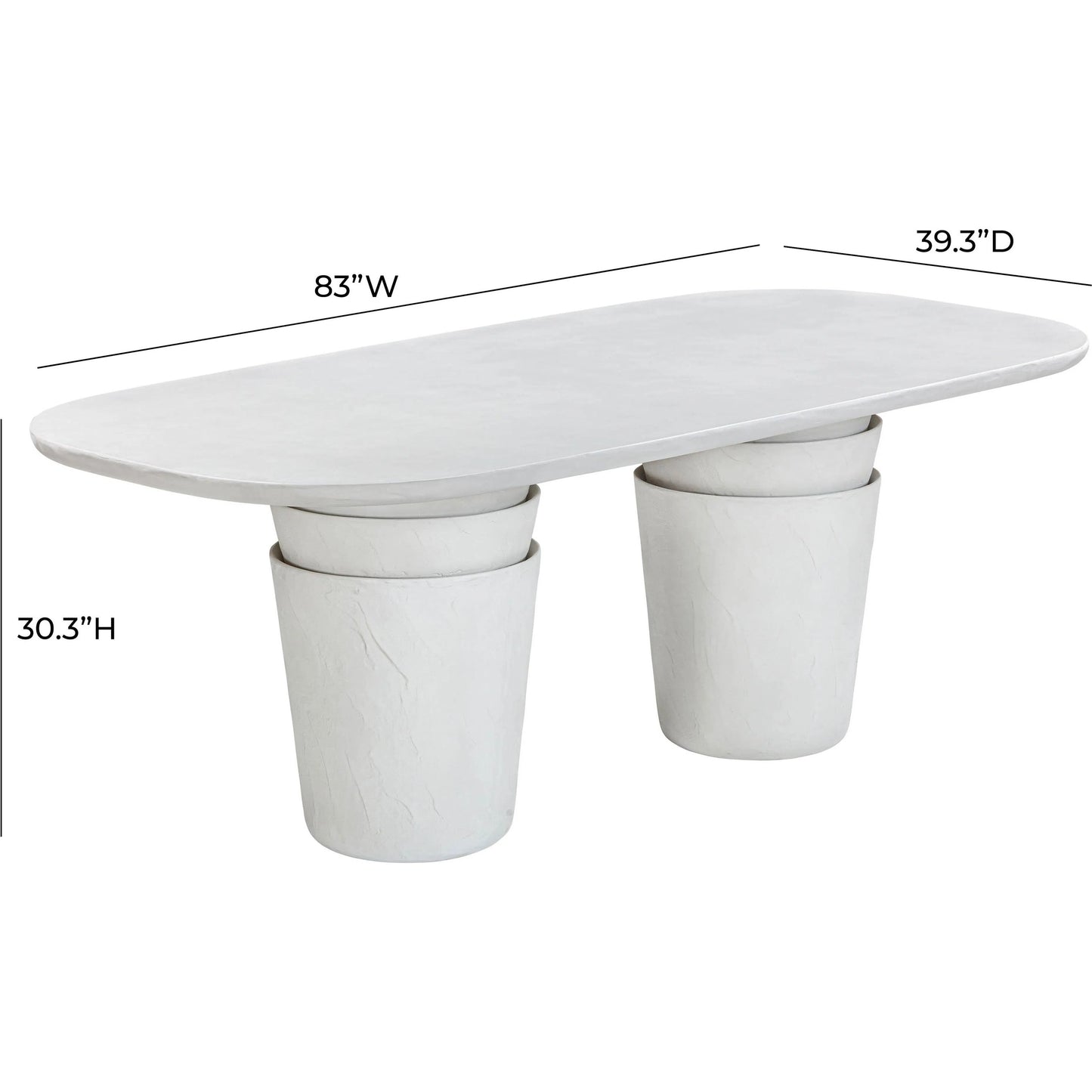 005 SI-2248353 | Additional Silo | Margot Faux Plaster Indoor / Outdoor Concrete Dining Table by TOV Furniture in light grey. Made from concrete in a modern style.