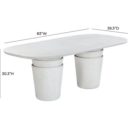 Margot Faux Plaster Indoor / Outdoor Concrete Dining Table by TOV Furniture in light grey. Made from concrete in a modern style.