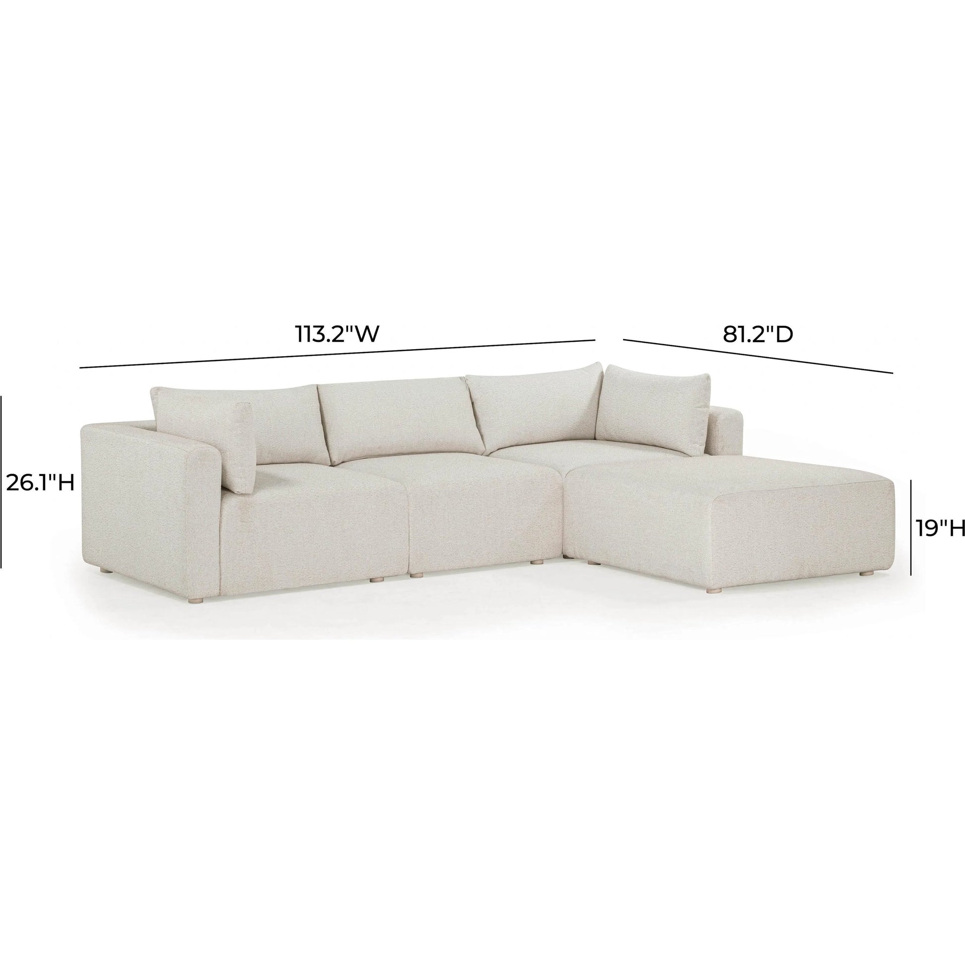 Hangover Outdoor Modular Sectional by TOV Furniture in cream. Made from aluminum, fabric in a transitional style.
