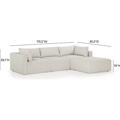 Hangover Outdoor Modular Sectional by TOV Furniture in cream. Made from aluminum, fabric in a transitional style.