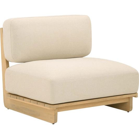 Reavan Outdoor Lounge Chair by TOV Furniture in cream, light teak. Made from fabric, wood in a unique style.