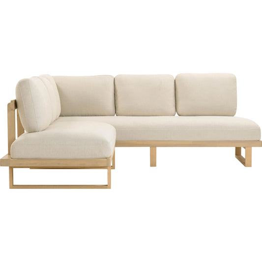 Evan Outdoor L-Sectional by TOV Furniture in cream. Made from fabric, wood in a unique style.