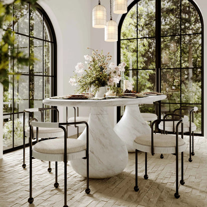 Smooch Indoor / Outdoor 87" Dining Table by TOV Furniture. Made from concrete in a transitional style.
