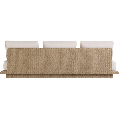 Mora Outdoor Sofa by TOV Furniture in cream. Made from aluminum, fabric, foam, wicker in a unique style.