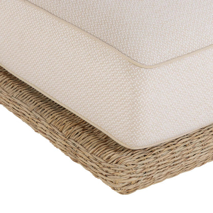 Mora Outdoor Sofa by TOV Furniture in cream. Made from aluminum, fabric, foam, wicker in a unique style.