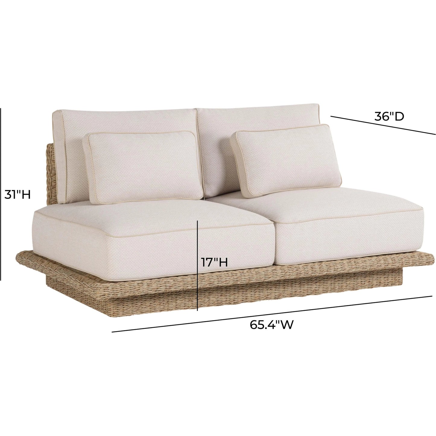 010 SI-2454350 | Additional Silo | Mora Outdoor Sofa by TOV Furniture in cream. Made from aluminum, fabric, foam, wicker in a unique style.