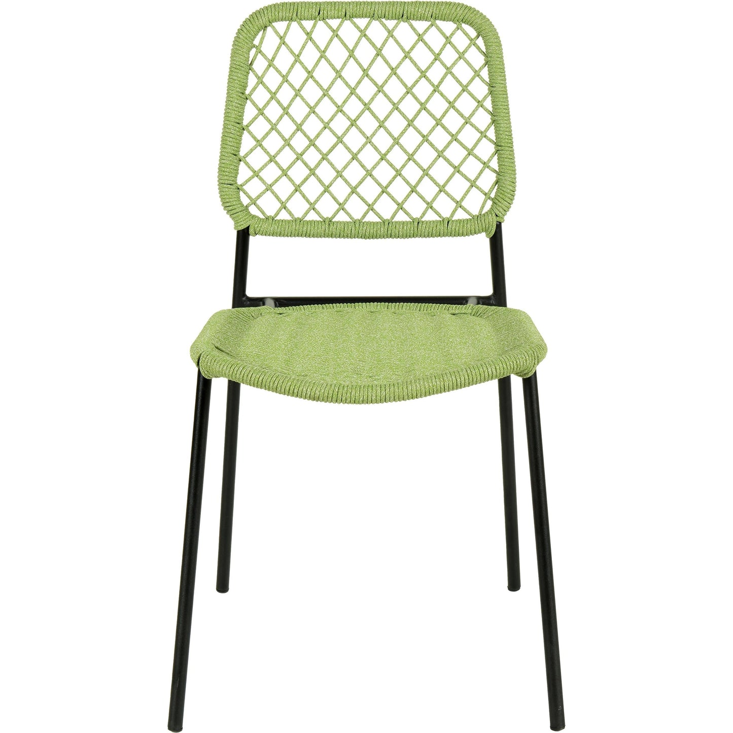 002 SI-2122155 | Primary Silo | Lucy Dyed Cord Outdoor Dining Chair by TOV Furniture in green. Made from iron, rope in a cottage & farmhouse style.