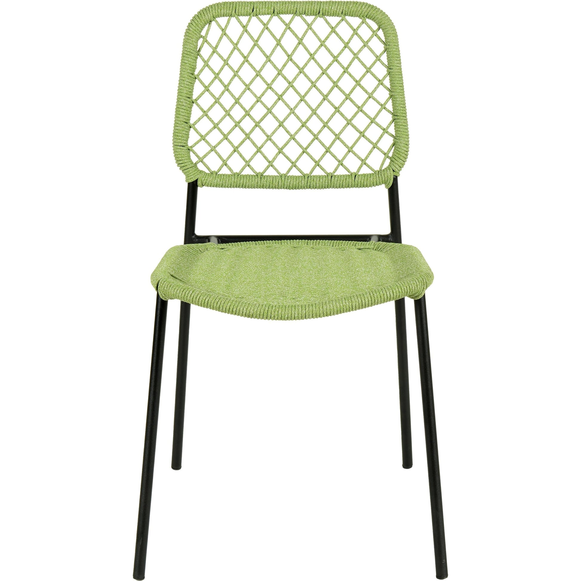 Lucy Dyed Cord Outdoor Dining Chair by TOV Furniture in green. Made from iron, rope in a cottage & farmhouse style.