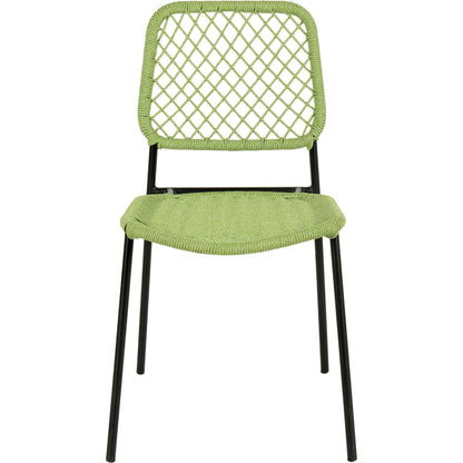 Lucy Dyed Cord Outdoor Dining Chair by TOV Furniture in green. Made from iron, rope in a cottage & farmhouse style.