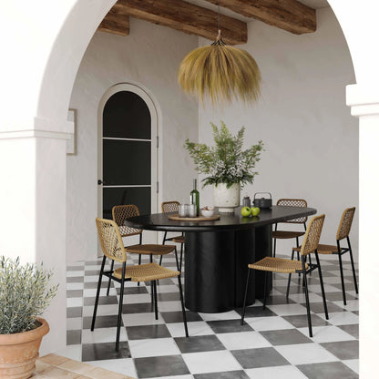 Lucy Dyed Cord Outdoor Dining Chair by TOV Furniture in green. Made from iron, rope in a cottage & farmhouse style.