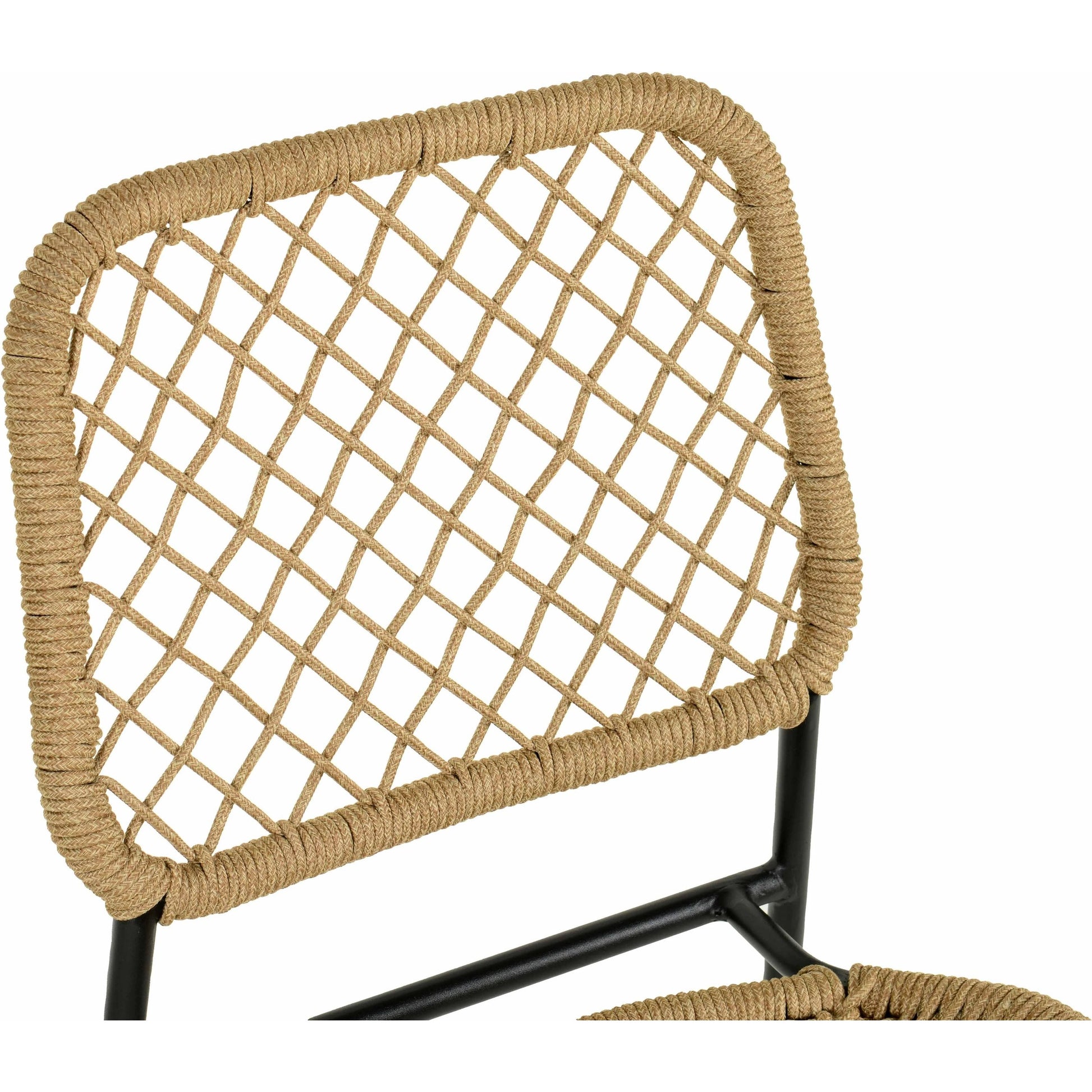 Lucy Dyed Cord Outdoor Dining Chair by TOV Furniture in green. Made from iron, rope in a cottage & farmhouse style.