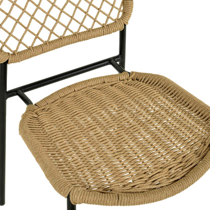 Lucy Dyed Cord Outdoor Dining Chair by TOV Furniture in green. Made from iron, rope in a cottage & farmhouse style.