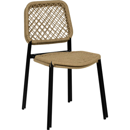 Lucy Dyed Cord Outdoor Dining Chair by TOV Furniture in green. Made from iron, rope in a cottage & farmhouse style.