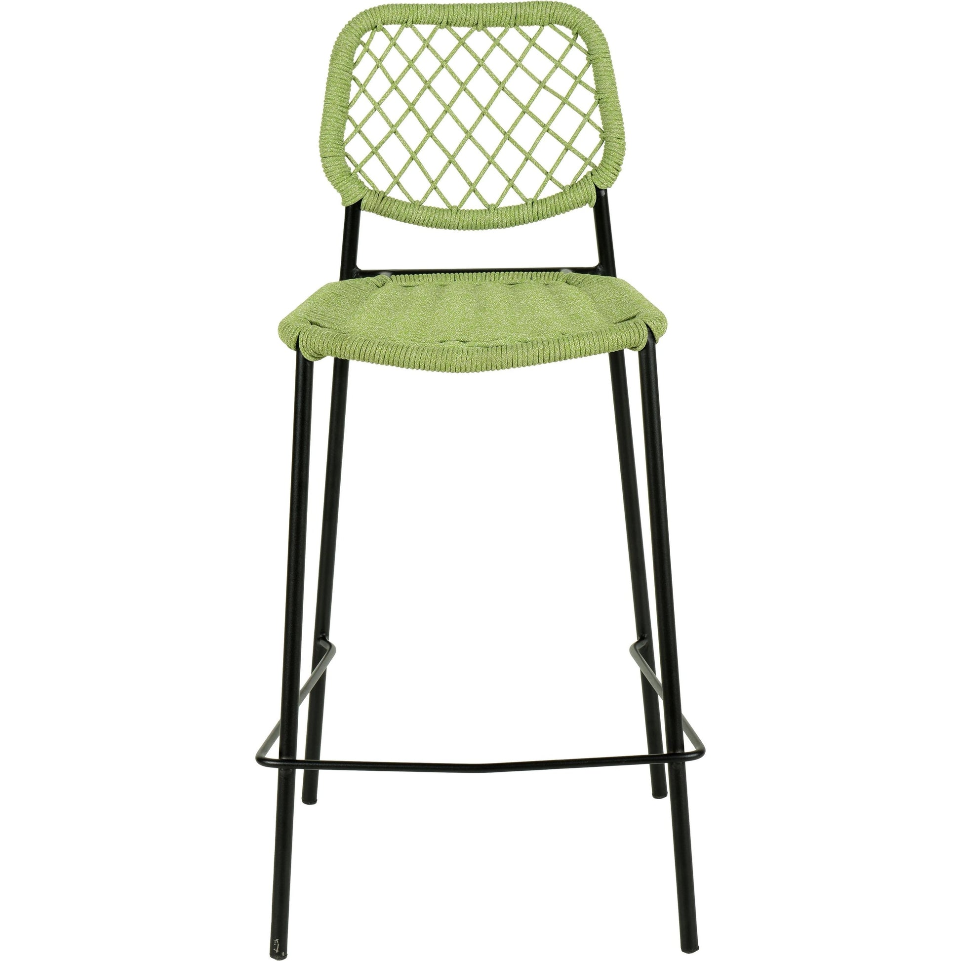Lucy Dyed Cord Outdoor Counter Stool by TOV Furniture. Made from iron, rope in a cottage & farmhouse style.