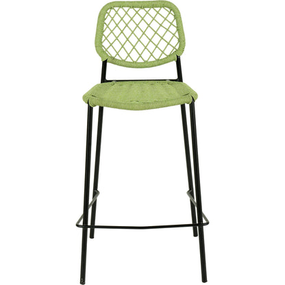 Lucy Dyed Cord Outdoor Counter Stool by TOV Furniture. Made from iron, rope in a cottage & farmhouse style.