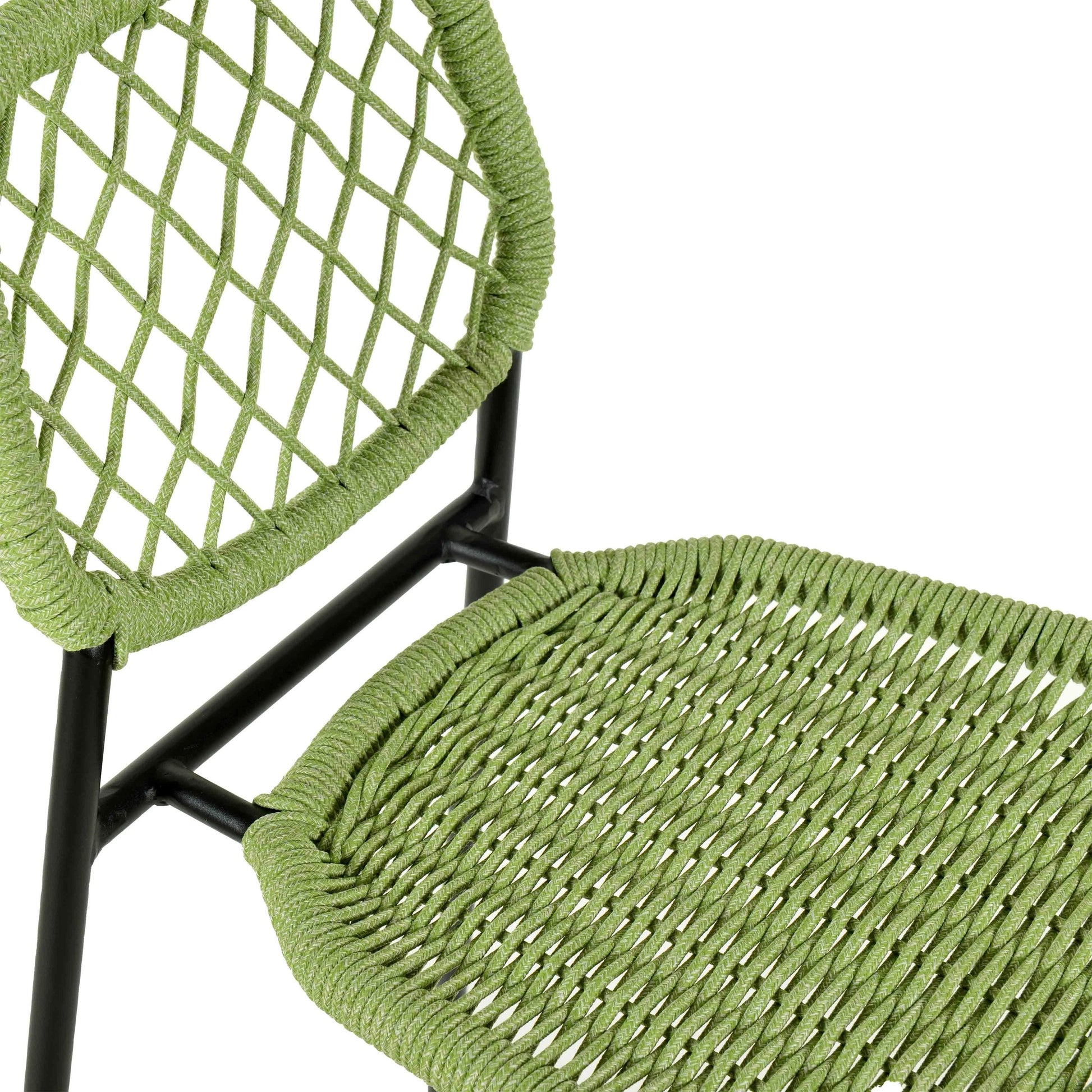 Lucy Dyed Cord Outdoor Counter Stool by TOV Furniture. Made from iron, rope in a cottage & farmhouse style.
