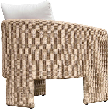 Alexa Outdoor Armchair by TOV Furniture in cream. Made from aluminum, polyester in a coastal style.