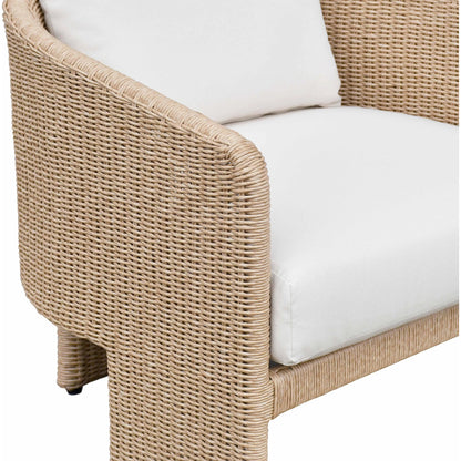 Alexa Outdoor Armchair by TOV Furniture in cream. Made from aluminum, polyester in a coastal style.