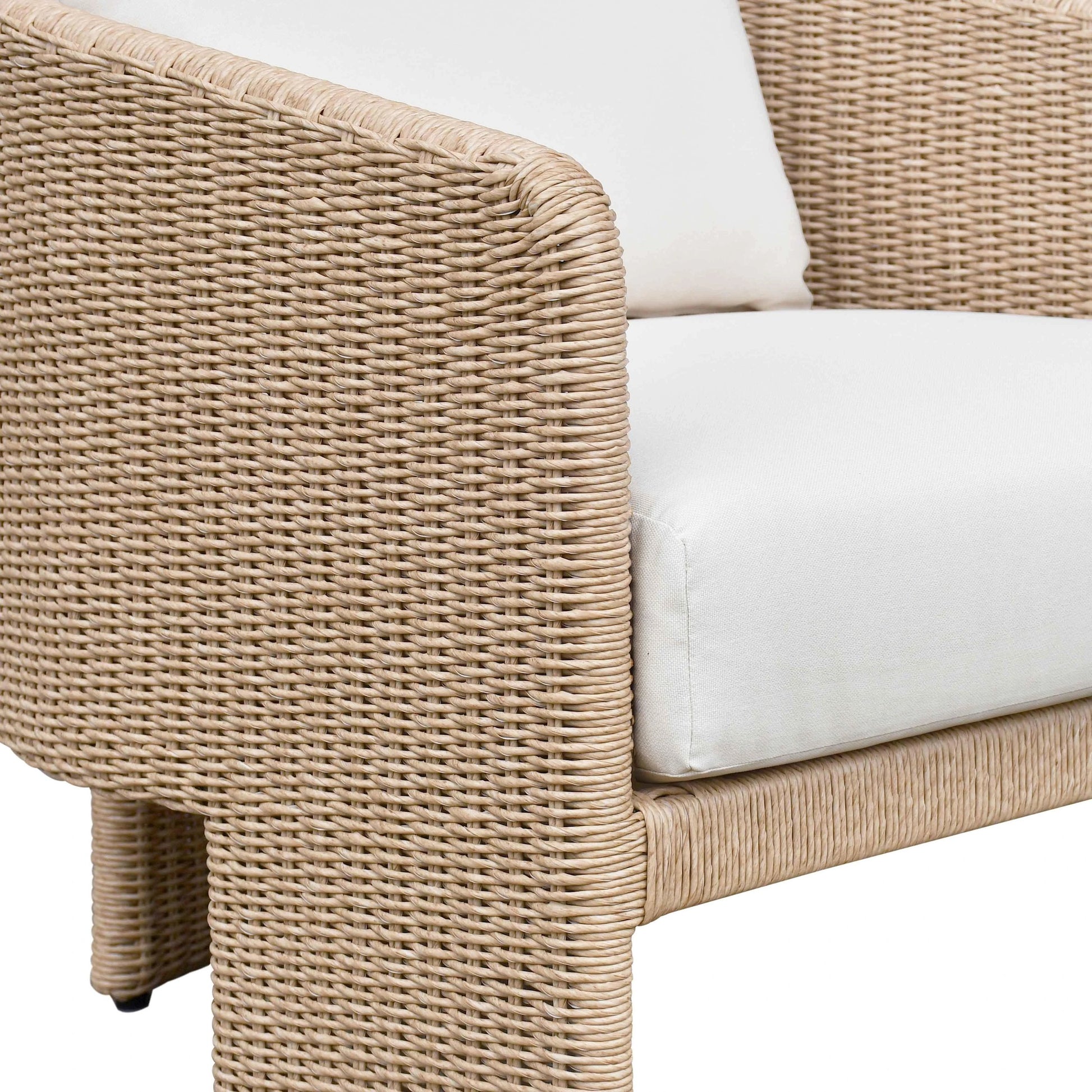Alexa Outdoor Armchair by TOV Furniture in cream. Made from aluminum, polyester in a coastal style.