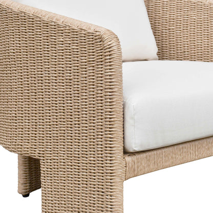 Alexa Outdoor Armchair by TOV Furniture in cream. Made from aluminum, polyester in a coastal style.