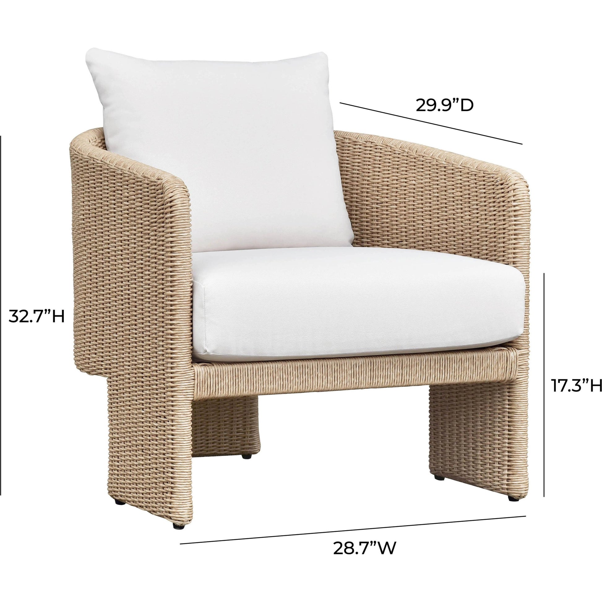 Alexa Outdoor Armchair by TOV Furniture in cream. Made from aluminum, polyester in a coastal style.