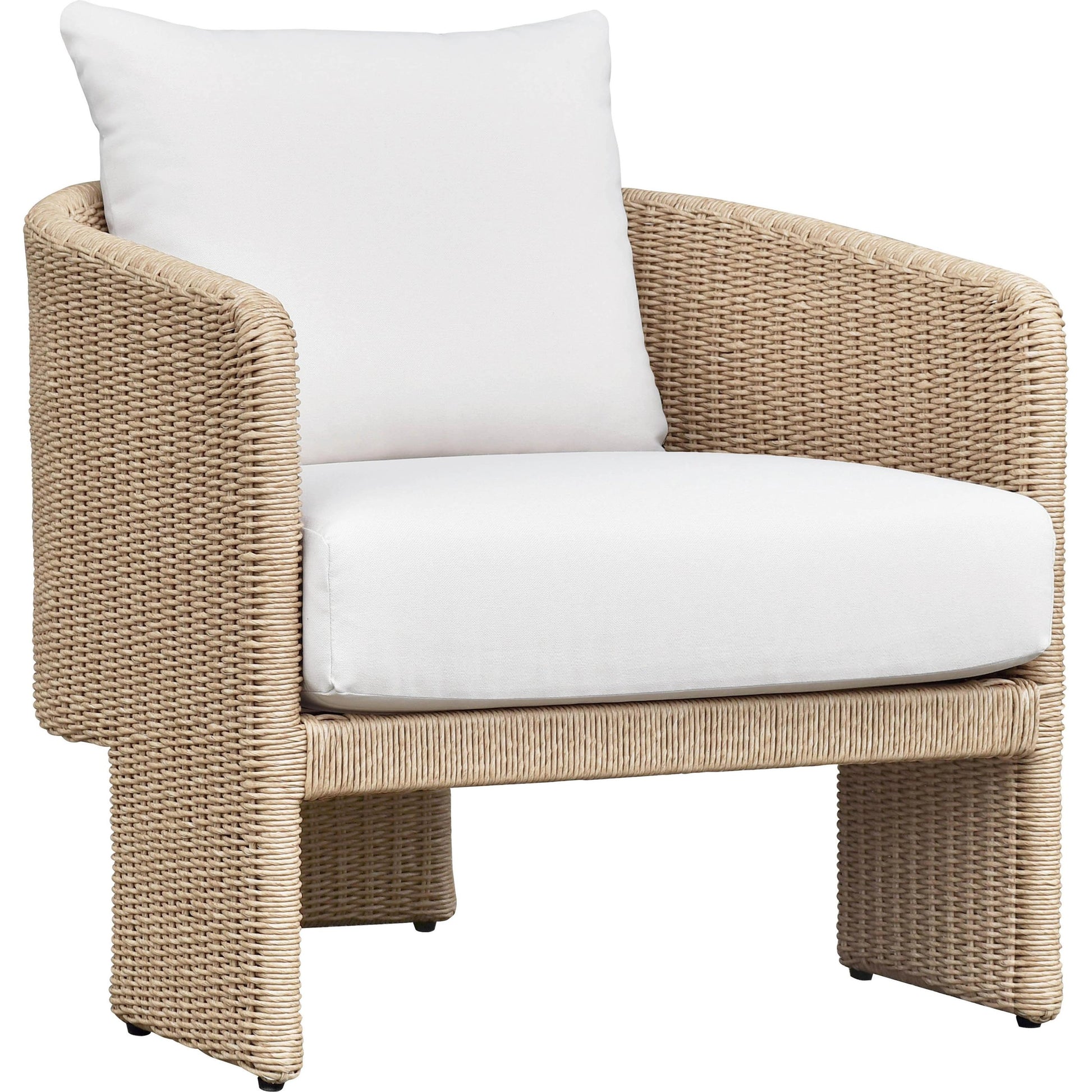 Alexa Outdoor Armchair by TOV Furniture in cream. Made from aluminum, polyester in a coastal style.