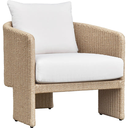 Alexa Outdoor Armchair by TOV Furniture in cream. Made from aluminum, polyester in a coastal style.