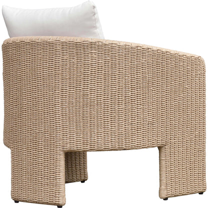 Alexa Outdoor Armchair by TOV Furniture in cream. Made from aluminum, polyester in a coastal style.