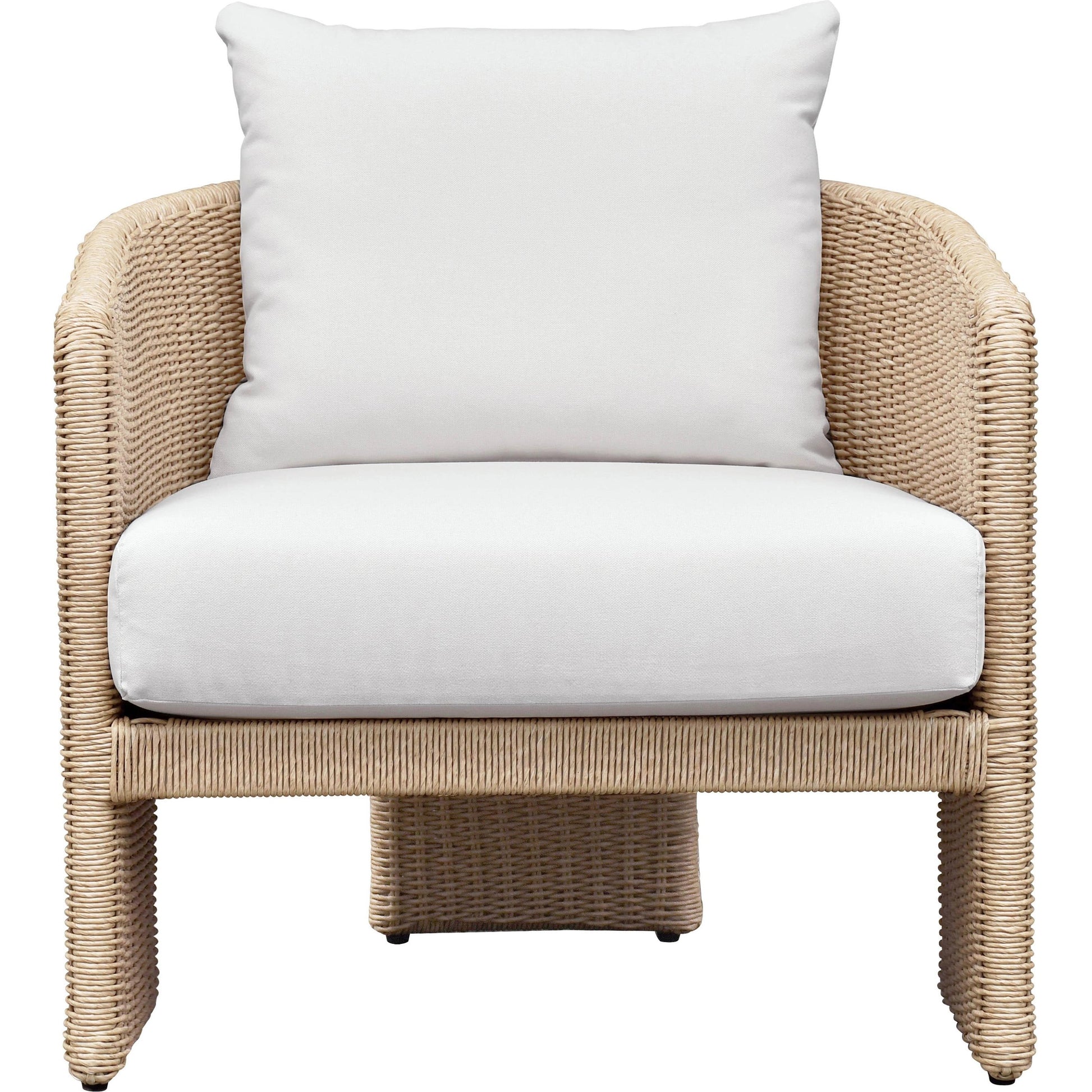 Alexa Outdoor Armchair by TOV Furniture in cream. Made from aluminum, polyester in a coastal style.