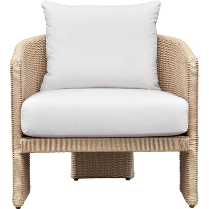 Alexa Outdoor Armchair by TOV Furniture in cream. Made from aluminum, polyester in a coastal style.