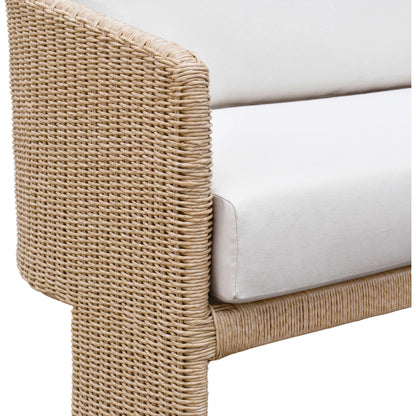 Alexa Outdoor Sofa by TOV Furniture in cream. Made from aluminum, polyester in a coastal style.